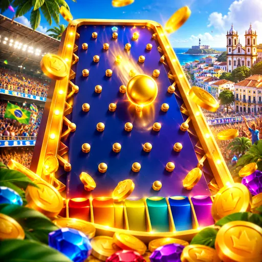 Bola caindo no tabuleiro do jogo Plinko