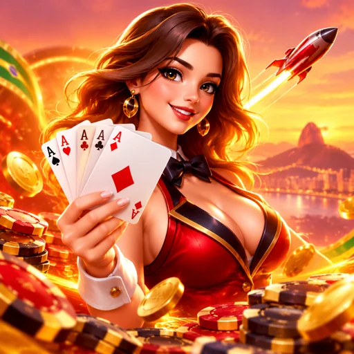 Mesa de poker ao vivo com dealer e cartas na mesa